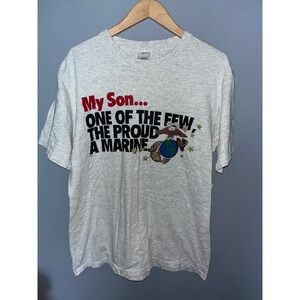 Vintage My Son The Proud A Marine Military Graphic T-Shirt Large USA Made